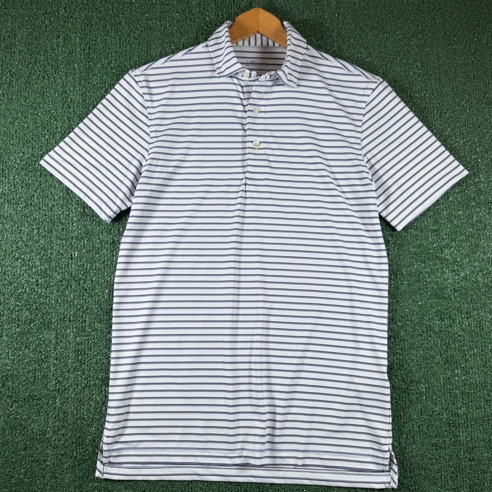 Vineyard Vines Palmero Polo Mens XS White Purple Stripe Good OTG Performance